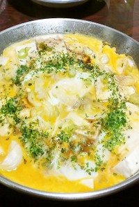 パエリア鍋de豆腐の卵とじ