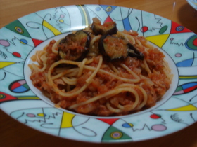 なすとツナのバジルトマトソースパスタ♪