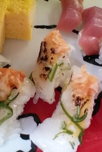 エンガワ+西京味噌の握り寿司 （炙り）