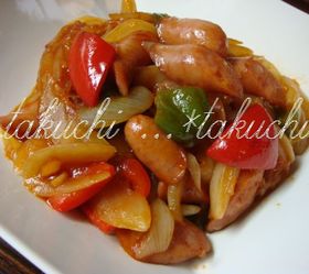 ウインナーと野菜の甘酢炒め