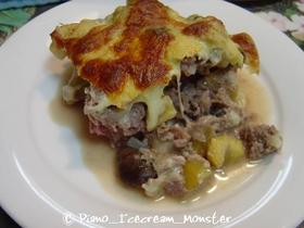 秋の味覚♬栗とりんごとひき肉のチーズ焼き