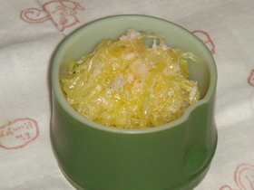 そうめんかぼちゃとかにほぐし身の和え物。