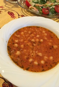 麦とひよこ豆のトマトスープ☆トルコ