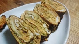 お弁当のおかず:キムチ・青海苔入り卵焼き