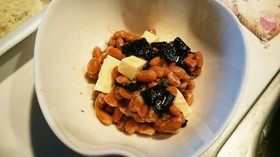 納豆&海苔&チーズにオリーブオイル