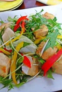 高野豆腐の野菜たっぷりサラダ油淋鶏