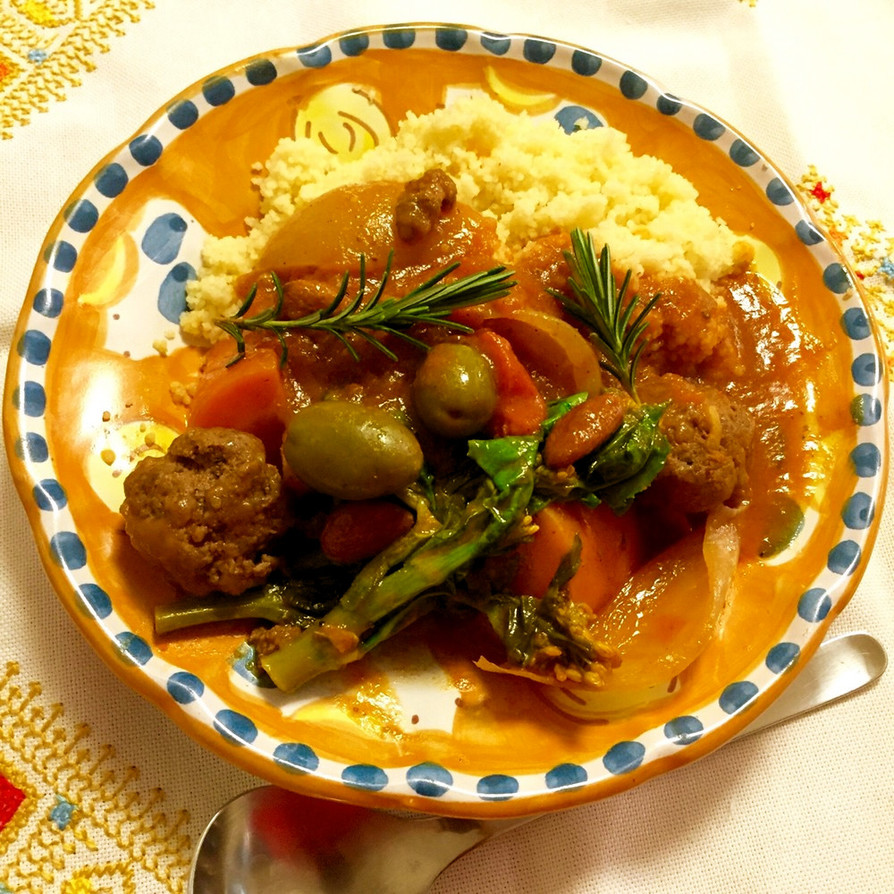モロッコ☆クスクス&肉春野菜でトマト煮込の画像
