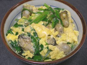 牡蠣にら玉丼