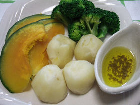 温野菜の柚子胡椒オイル添え