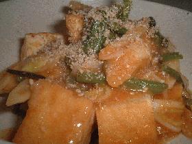 厚揚げと山菜のピリカラ炒め煮