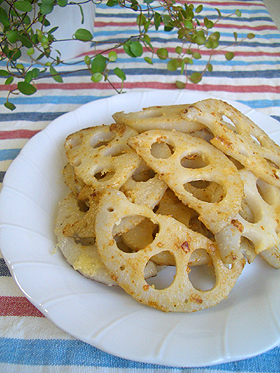 れんこんのパルメザンチーズ焼き