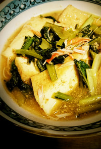 絹上げと小松菜の簡単含め煮