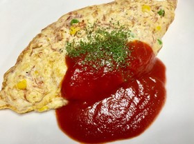 コンビーフ入りベジタブルオムレツ