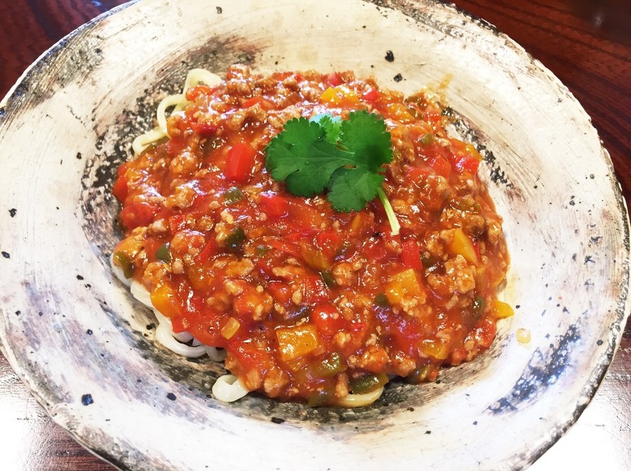 簡単トマト丸ごとミートははつゆスパゲティの画像