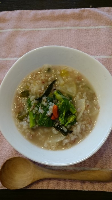 黒米ご飯で簡単朝ごはん 和風リゾットの写真