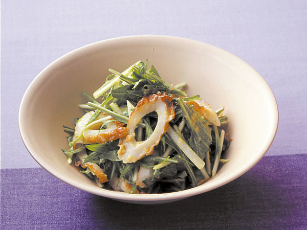 水菜とちくわのわさび酢みそあえ