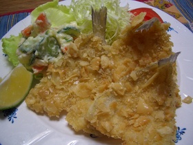 白身魚(きす)のクラッカー揚げ