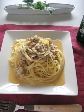 フライパン一つで豆乳カルボナーラ