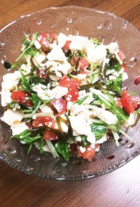 水菜と豆腐とトマトと塩昆布のサラダ
