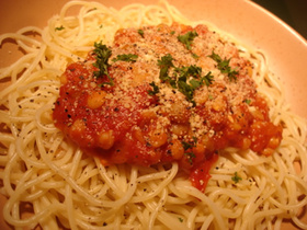 ベジタリアン用ミートソーススパゲティ♪