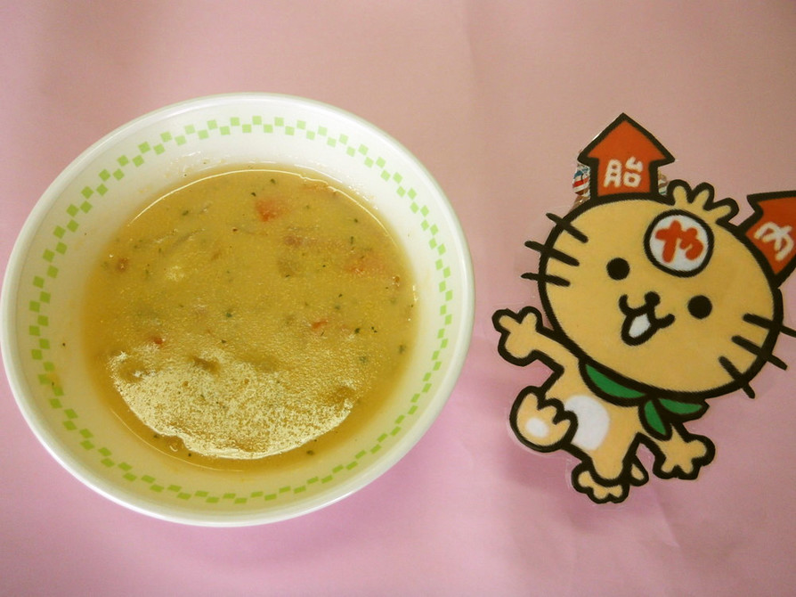 米粉のコーンスープ【胎内市学校給食】の画像