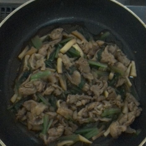 小松菜と豚肉のソース炒め