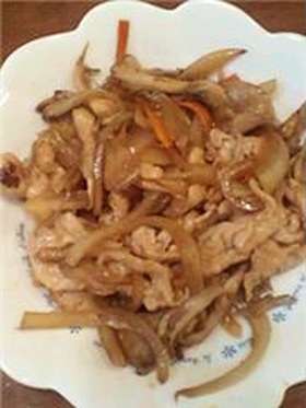 スタミナ満点?にん肉野菜炒め