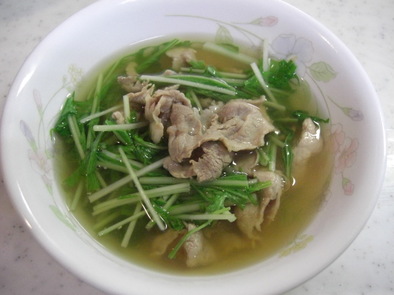 豚と水菜のポン酢スープの写真