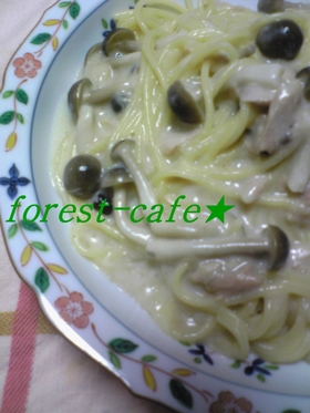 きのことツナのクリームソースパスタ