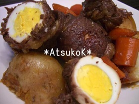 お鍋で煮るだけ♪ゆで卵の肉巻き(^_^)