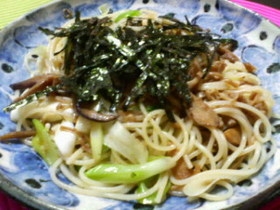 きのこの醤油煮バター風味パスタ