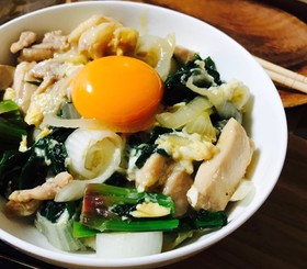 ほうれん草入り新玉ねぎの親子丼