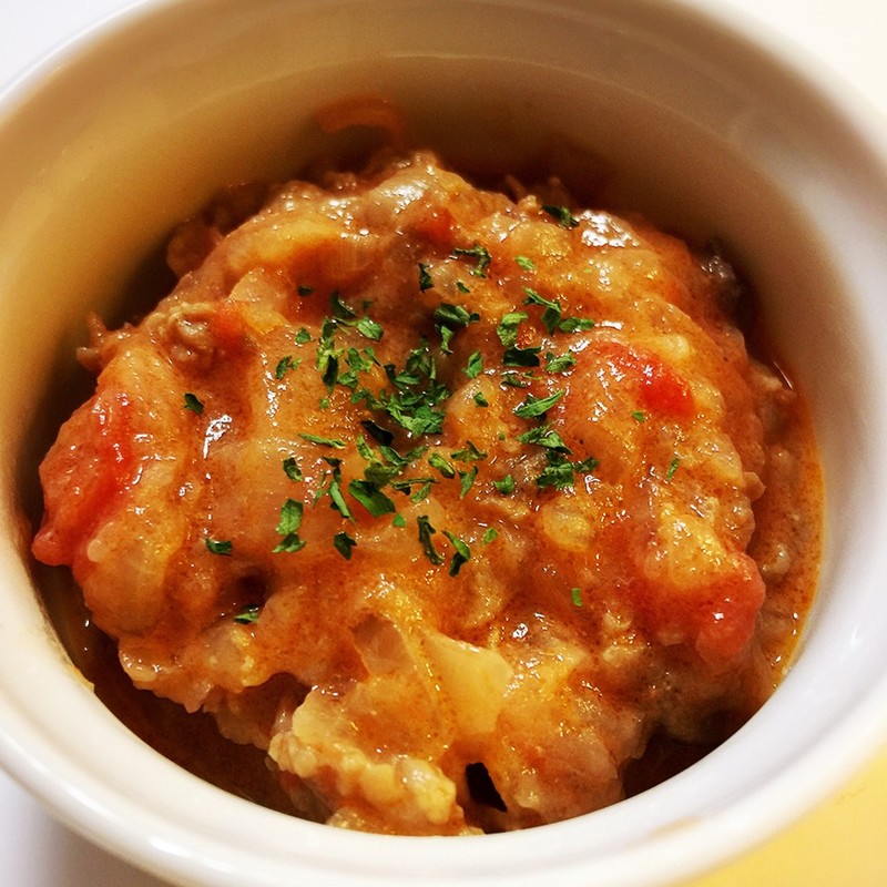 牛ひき肉ストロガノフのレシピ