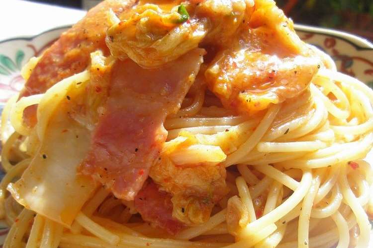 キムチカルボナーラ パスタ レシピ 作り方 By キャラメリーナ クックパッド