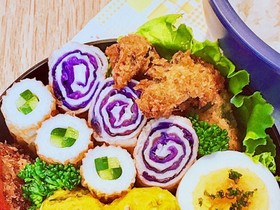 お弁当に♪切り口が可愛い肉巻きキャベツ