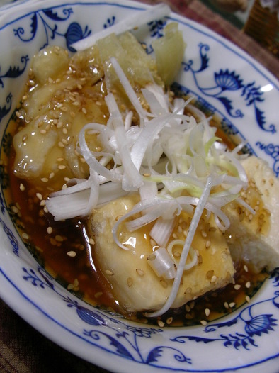 【男の料理】かき揚と揚げ出し豆腐の写真