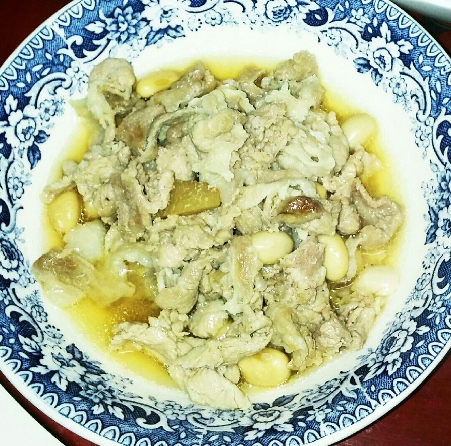大豆の水煮缶と豚肉の生姜煮の画像