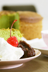野菜菓子：小松菜のグリーンシフォンケーキ