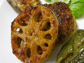 略してレン肉★レンコン肉詰め 照り焼き風