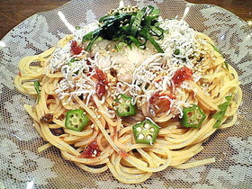 梅しらす&オクラの和風冷製パスタ