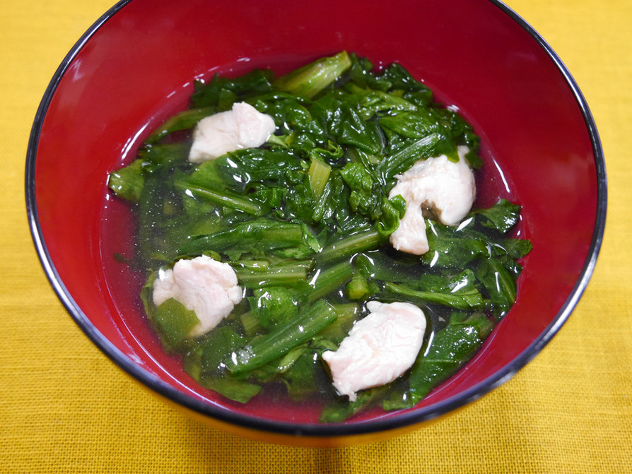 春菊とささ身のスープ【JA福岡市】の画像