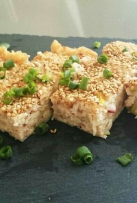 豆腐で簡単ヘルシー蛸と鶏挽き肉の松風焼き