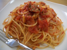 トマトキムチパスタ