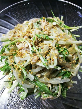もやしと水菜のツナマヨぽんサラダ