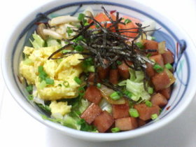 具だくさんスパム丼