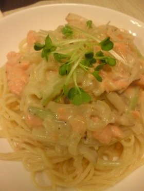 鮭のクリームパスタ