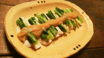 葱とサラダチキンの酢味噌和え(鶏 ぬた)の写真