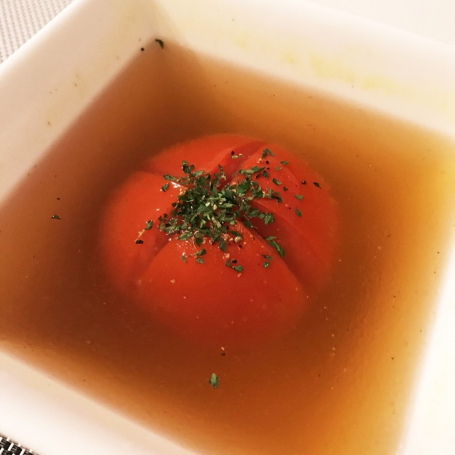 電子レンジで簡単！トマトまるごとスープ♡の画像