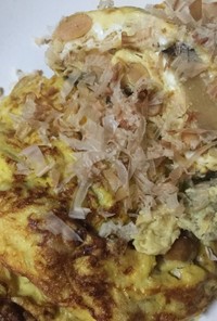 納豆と椎茸の甘煮のオムレツ