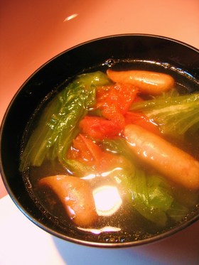 大葉にんにく醤油で☆レタスのスープ